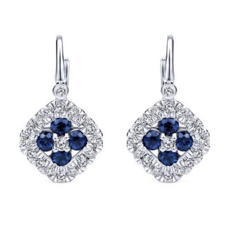Sapphire & Diamond Leverback Earrings