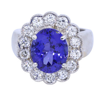 Tanzanite & Diamond Halo Ring