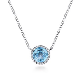Topaz & Diamond Halo Necklace