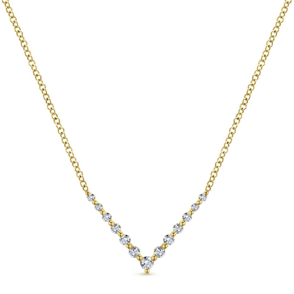 3/8 CT. T.W. Certified Diamond Graduated Curved Chevron Necklace in 14K  Rose Gold (I/I2) | Zales