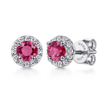 Halo Ruby Stud Earrings