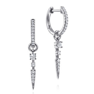 Diamond Huggie Earrings with Spike Drops