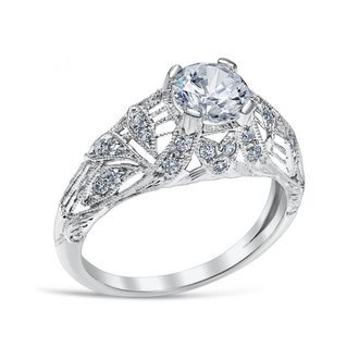 Engraved Platinum Engagement Ring