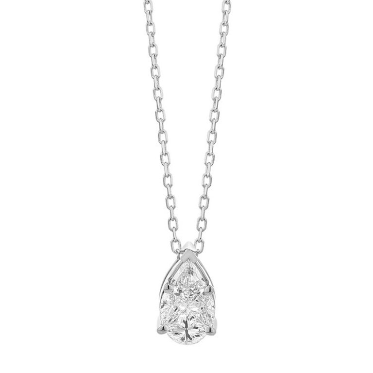 Pear-shaped Diamond Pendant 3.04ct in 18ct White Gold - Pear shape Cut,  Three Claw Set | Pragnell