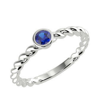 Round Sapphire Rope Ring