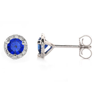 Sapphire & Diamond Halo Studs