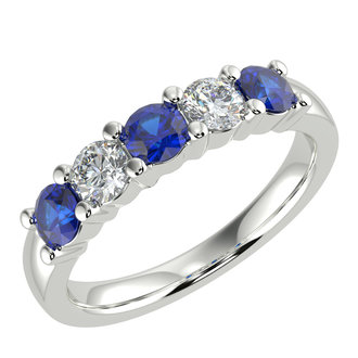 Sapphire & Diamond Wedding Band