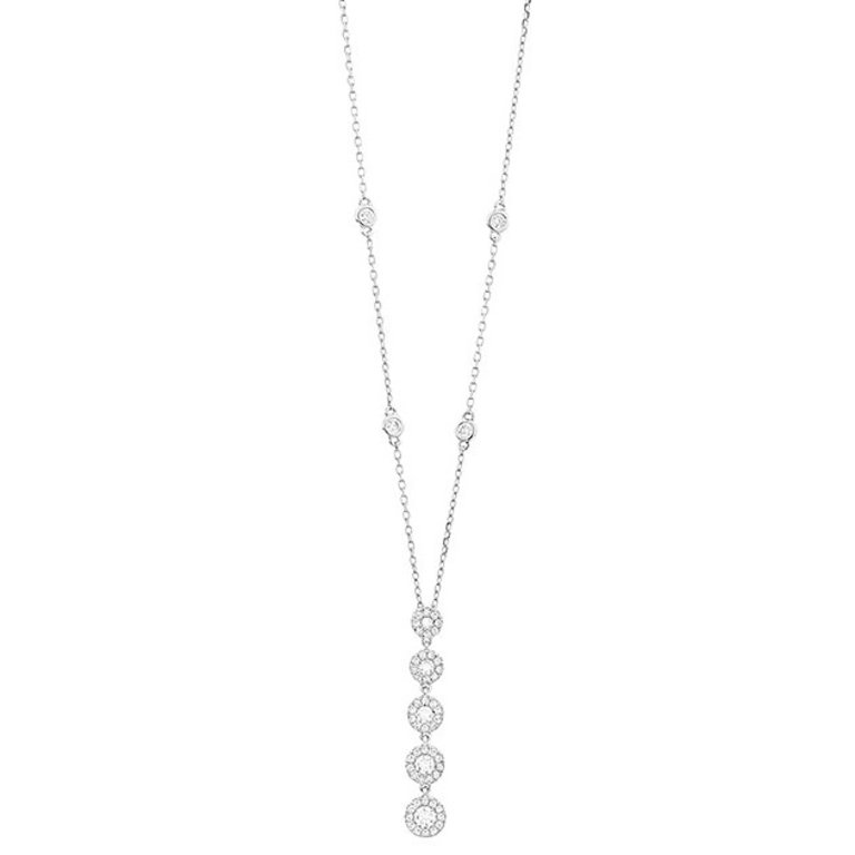 18k White Gold 22ctw of Round Graduated Diamond Tennis Necklace - Diamonds  By Raymond Lee