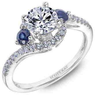 Diamond & Sapphire Swirl Engagement Ring