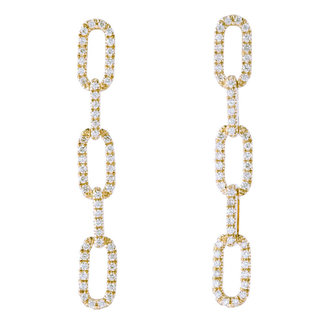 Diamond Paperclip Link Earrings