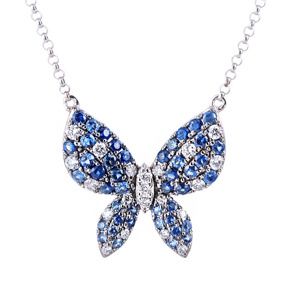 Amazon.com: Natural Topaz Butterfly Silver Necklace, Genuine (Real) Blue  Topaz And Created White Sapphire Sterling Silver Butterfly Necklace, 16-18  Inch Sterling Silver Cable Chain, Topaz Sterling Silver : Clothing, Shoes &  Jewelry