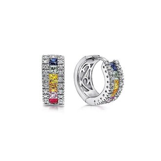 Diamond & Sapphire Rainbow Hoop Earrings