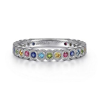 Rainbow Color Gem Bezel Fashion Ring