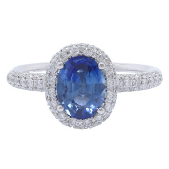 Sapphire & Diamond Halo Ring
