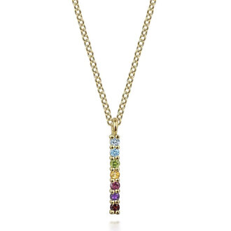 Rainbow Gemstone Dangle Fashion Necklace