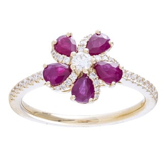 Floral Ruby & Diamond Ring