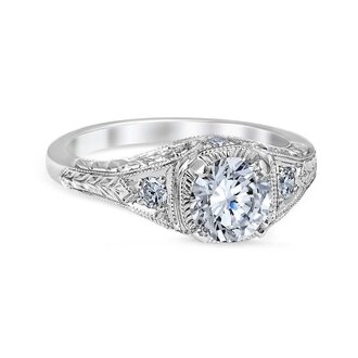 Floral Antique Style Diamond Engagement Ring