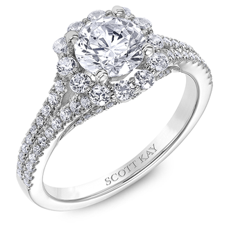 Split Shank Diamond Halo Engagement Ring