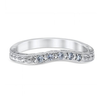 Curved Platinum Diamond Wedding Band