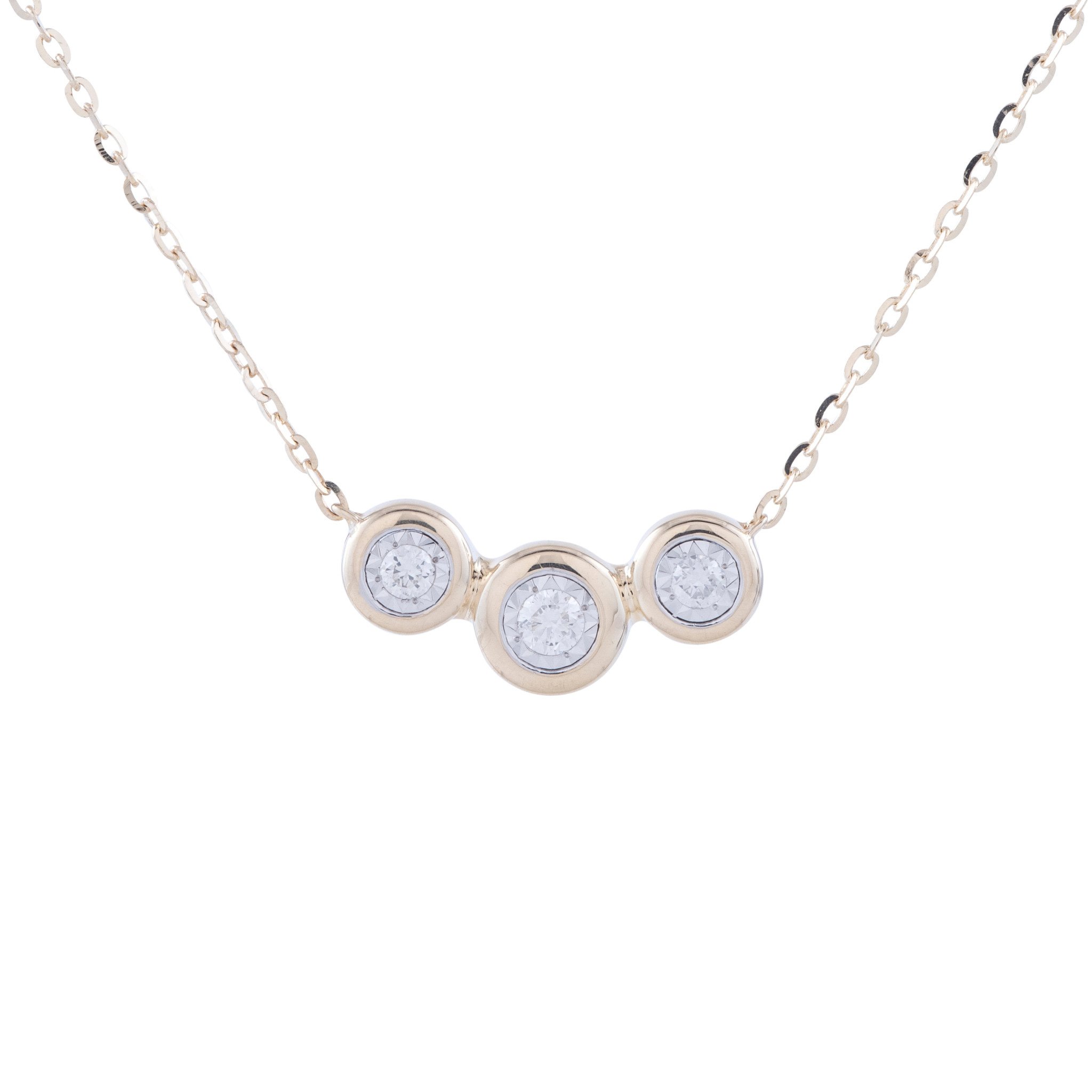 18kt Gold 3 Bezel Diamond Necklace | Clouds Gallery
