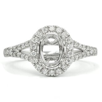 Split Shank Diamond Halo Ring