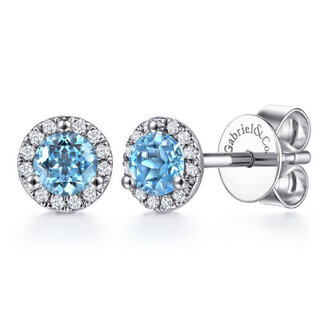 Topaz & Diamond Halo Stud Earrings