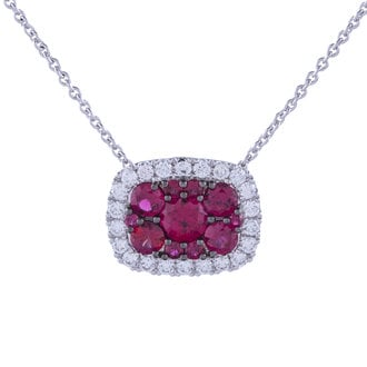 Ruby & Diamond Cluster Necklace