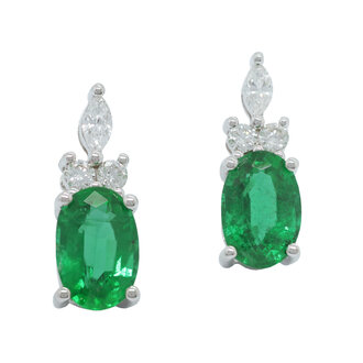 Emerald & Diamond Stud Earrings