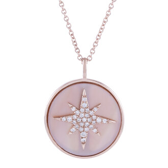 Starburst Mother of Pearl & Diamond Pendant Necklace