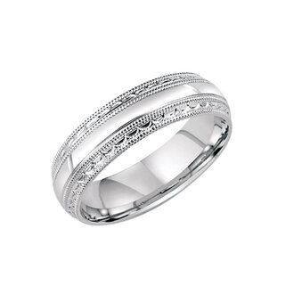 Engraved Milgrain Edged Wedding Band