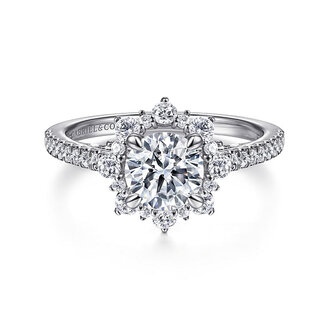 Floral Halo Diamond Engagement Ring
