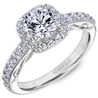 Ribbon Halo Diamond Engagement Ring