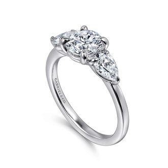 Round Three-Stone Diamond Engagement Ring