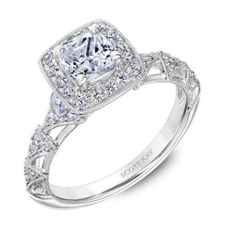 Vintage Style Halo Engagement Ring
