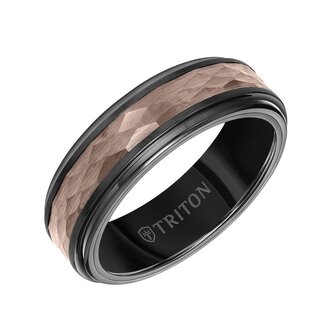 Hammered Finish Flat Edge Wedding Band
