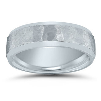 Hammer Frost Carved Wedding Band