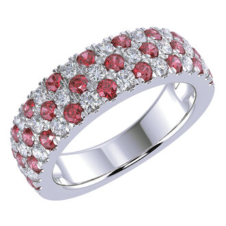 Ruby & Diamond Checker Board Ring