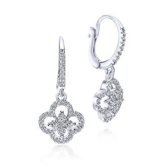 Clover Cutout Diamond Drop Earrings
