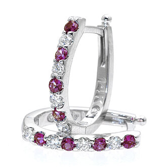 Ruby & Diamond Hoop Earrings