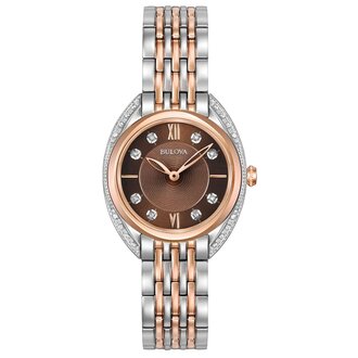 Two-Tone Diamond Accent Brown Dial Watch