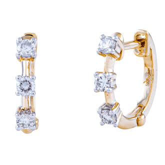 3-Stone Huggie Hoop Earrings