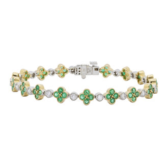 Two-Tone Emerald & Diamond Clover Bracelet