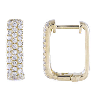 Pave Diamond Square Hoop Earrings