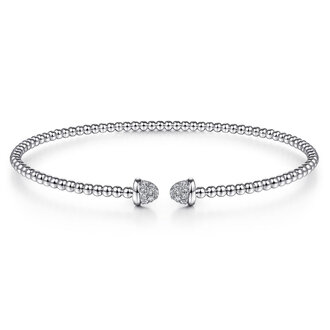 Bead Cuff Bracelet with Diamond Pavé Caps
