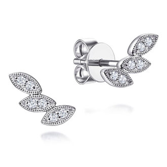 Triple Marquise Shape Diamond Station Stud Earrings
