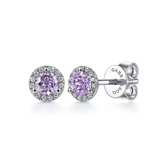 Halo Amethyst Stud Earrings
