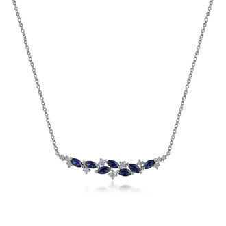 Marquise Sapphire & Diamond Bar Necklace
