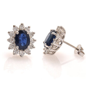 Sapphire & Diamond Cluster Earrings