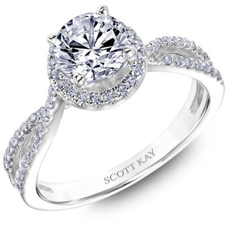 Crossover Halo Diamond Engagement Ring