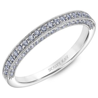 Engraved Diamond Wedding Band